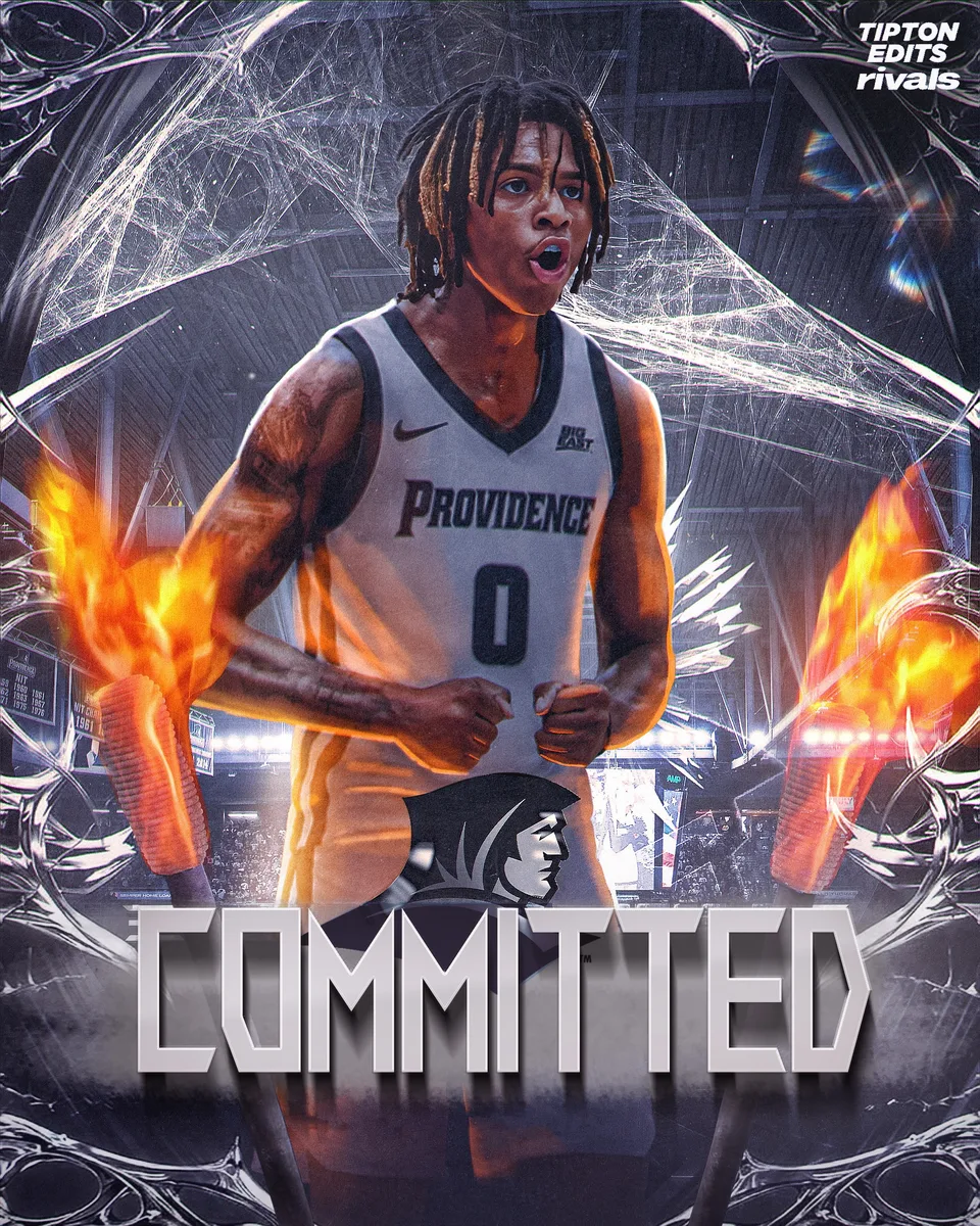 Javon Bardwell commitment graphic in a Providence Friars jersey