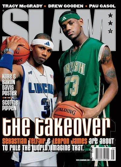 SLAM magazine cover featuring Sebastian Telfair and LeBron James