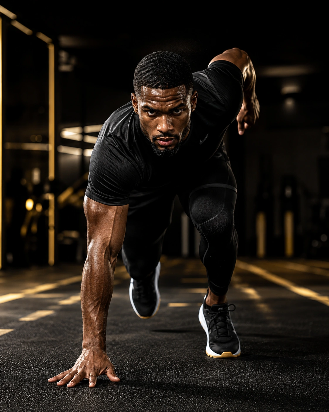 Athlete running an agility drill on turf